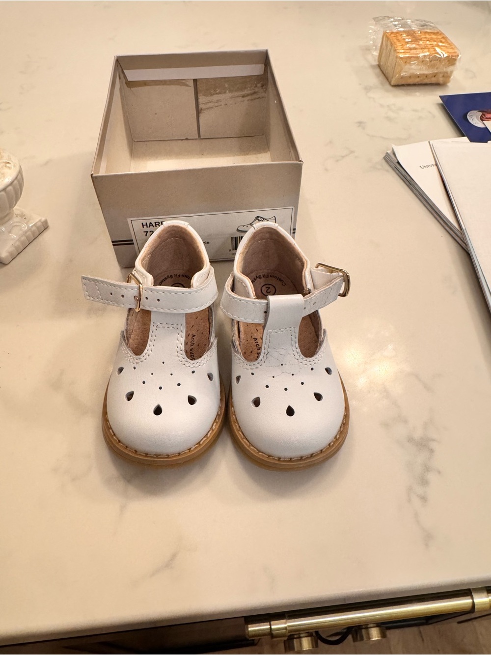 FootMates Harper White T-Strap Mary Jane Shoes for Kids